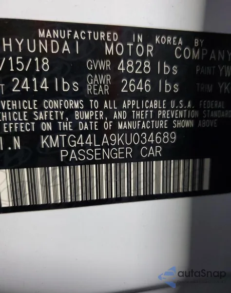 2019 Genesis G70 Presti from USA, damaged, VIN 034689